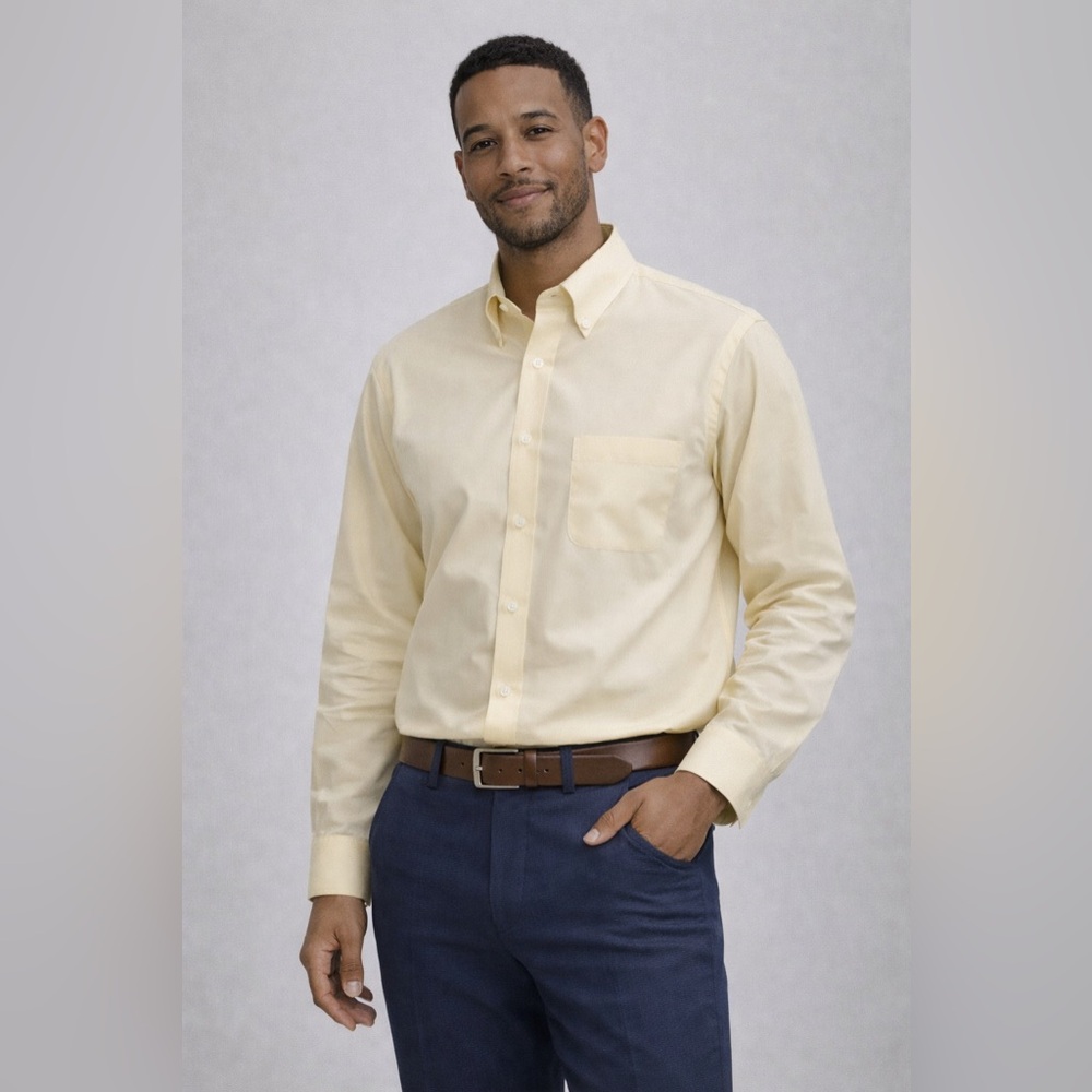 Jos. A. Bank yellow shirt Traveler's Collection wrinkle resistant Size 16 1/2-33